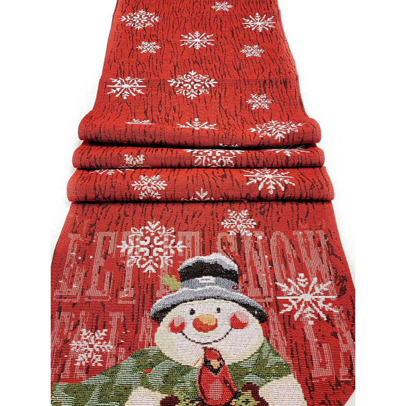 Snowman Christmas Red Table Runner F07M5-8F
