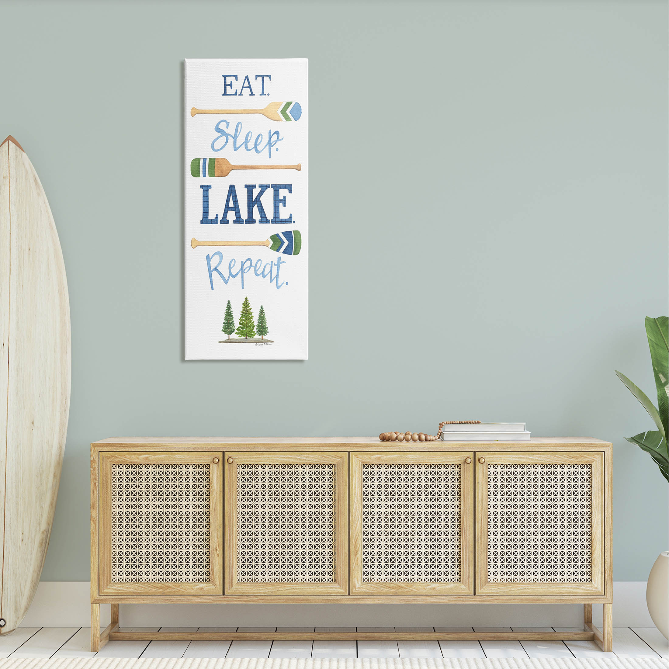 Stupell Industries Eat Sleep Lake Repeat Oars Phrase Giclee Art By Deb ...