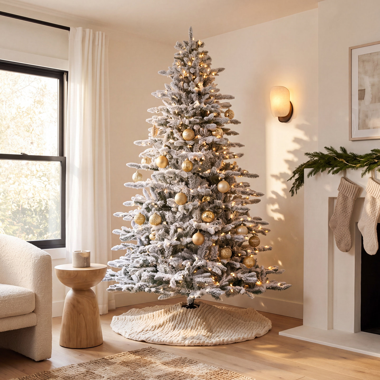 Frosted Pre-Lit Fir Christmas Tree, 7.5'