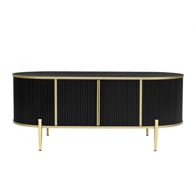 Modern Luxury Oval shaped Fluted Coffee Table
