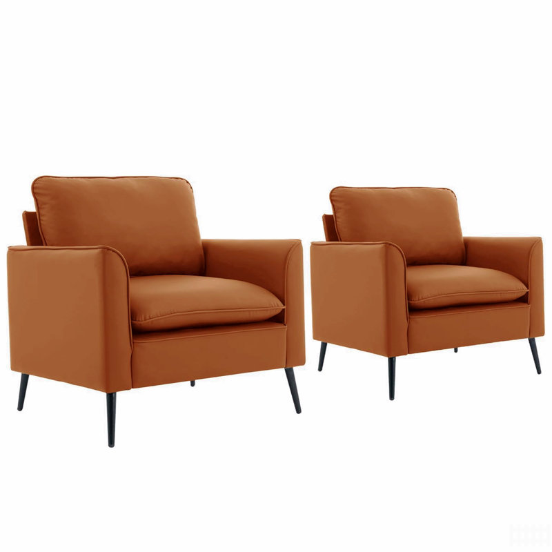 Leather Upholstered Sofa 2pc,Nordic Retro Light Luxury Living Room Balcony Bedroom Single Casual Sofa Chair