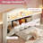 Princess Bed Frame With Led Lights And Charging Station, Velvet Upholstered Platform Bed With Headboard & Guardrail & Crystal Button-348033450-365541572