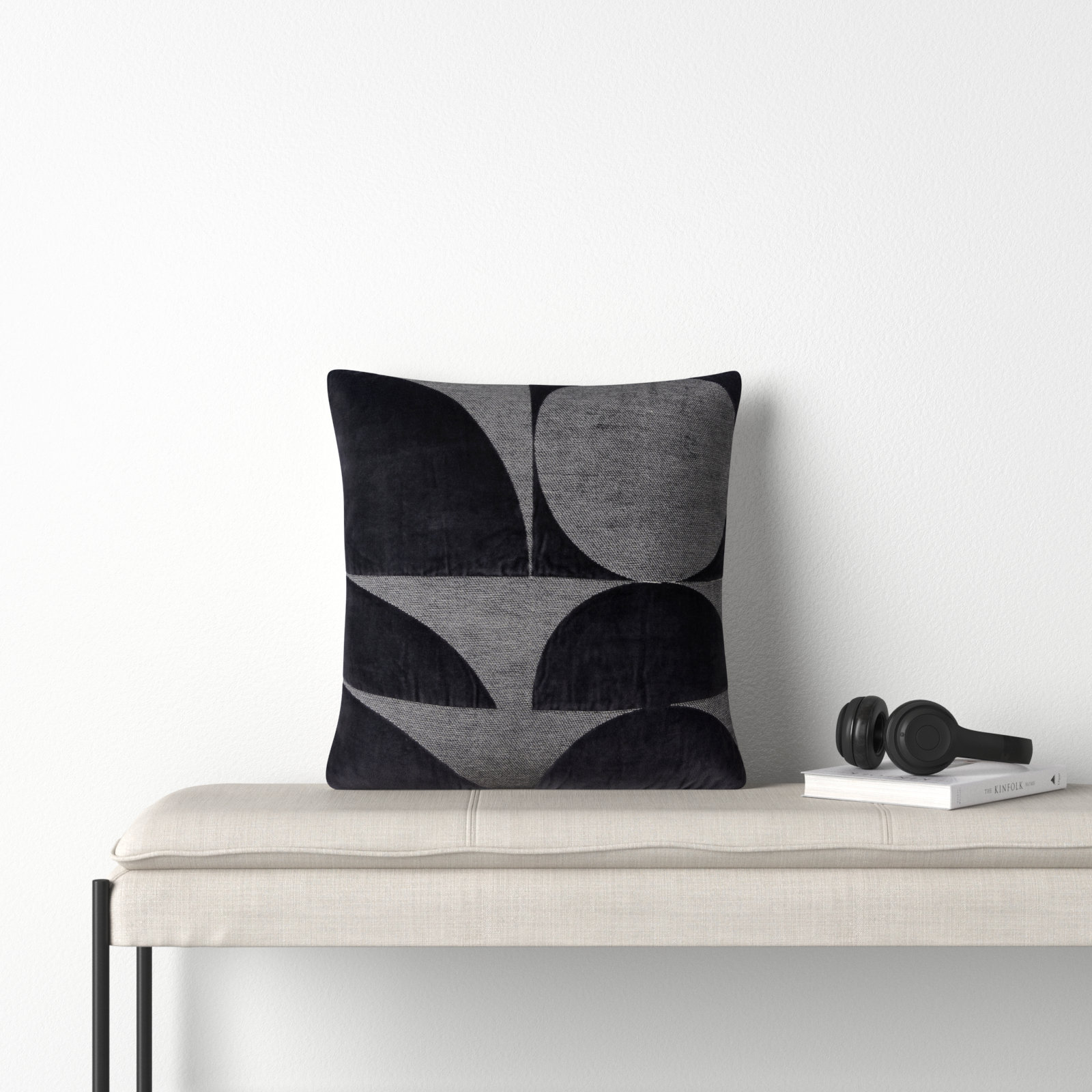 Joshelin 20" x 20" Embroidered Throw Pillow, Dark Gray