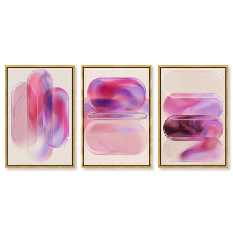 Rose Topaz Set Set by Oliver Gal, 55"H x 37"W, Gold Floater Frame