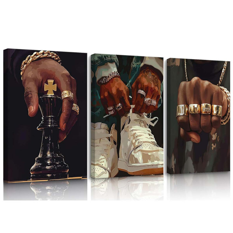 3 Piece Wrapped Canvas Print, 40 cm H x 90 cm W