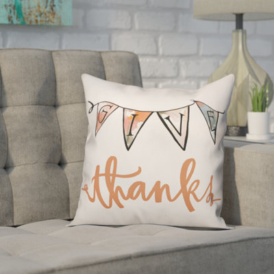 Give Thanks Script Throw Pillow