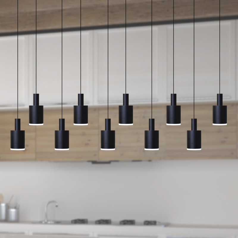 Luminaire suspendu en pot à 10 lumières DEL Essoura, Black/Black