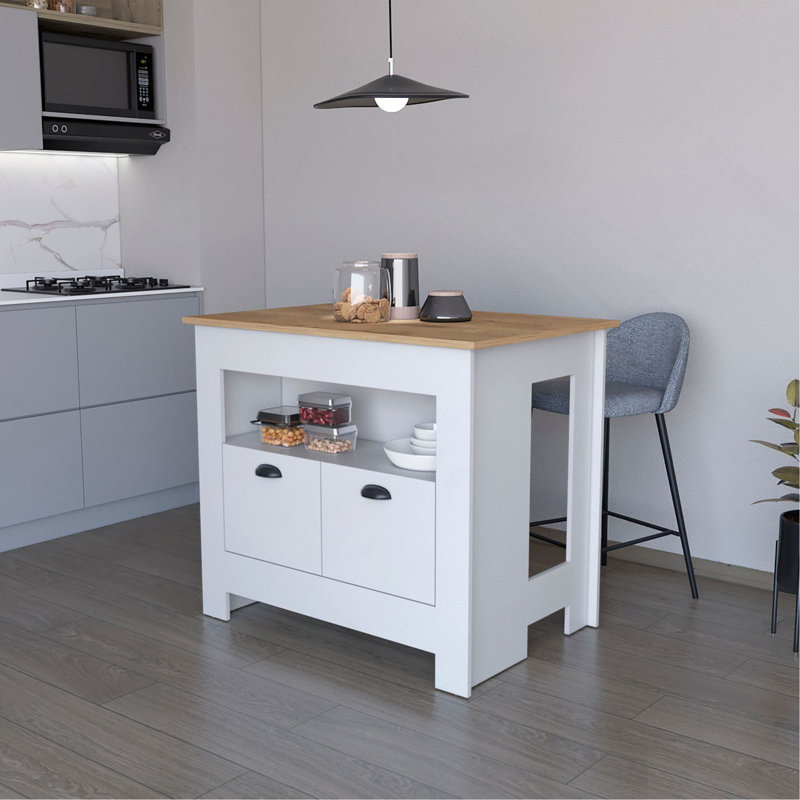 2-Door Kitchen Island, White