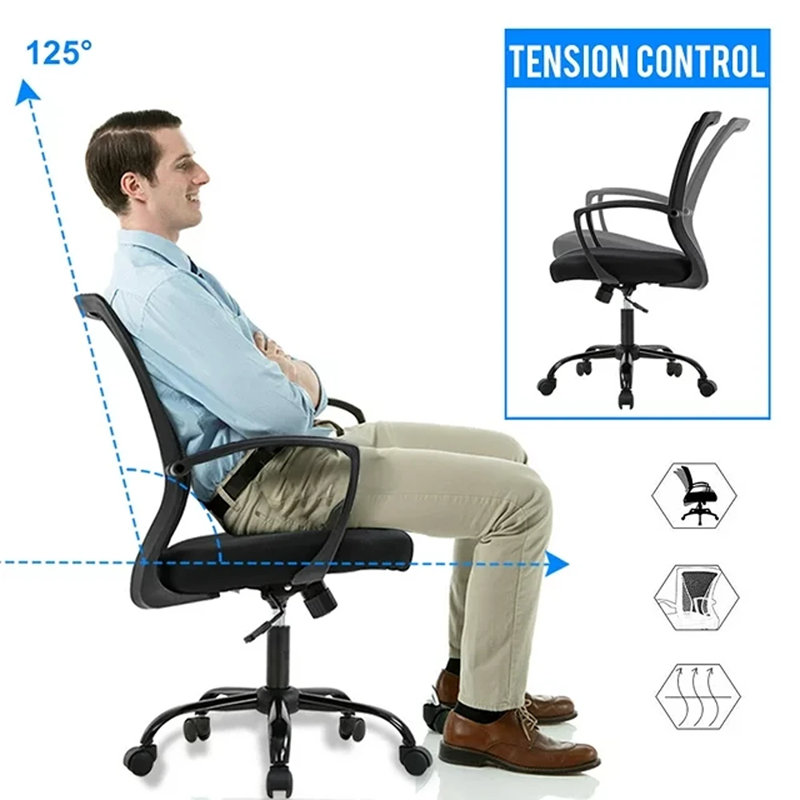 Office Chair Ergonomic Mesh Task Chair Swivel Rolling Office Computer Chair Adjustable Height Office Chair Executive Desk Chair with Armrest Wheels for Office Home