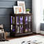 Armoire de style rétro avec lumières à DEL, tablettes réglables, finition antique pour la décoration de la salle à manger