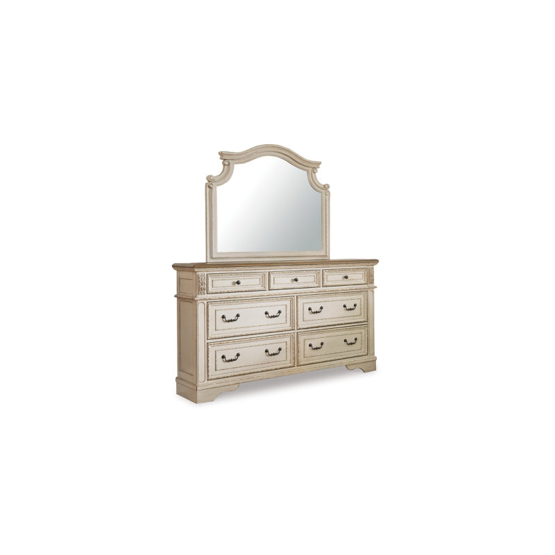 Commode et miroir Realyn, Crème, crème