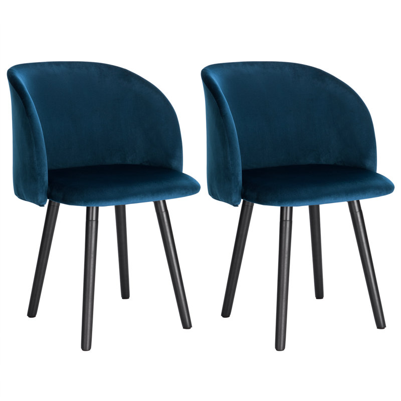 Jacalyn 47cm H Velvet Upholstered Side Chair, Blue, Black