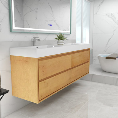 Azden 59.5" Wall-Mounted Double Bathroom Vanity Set