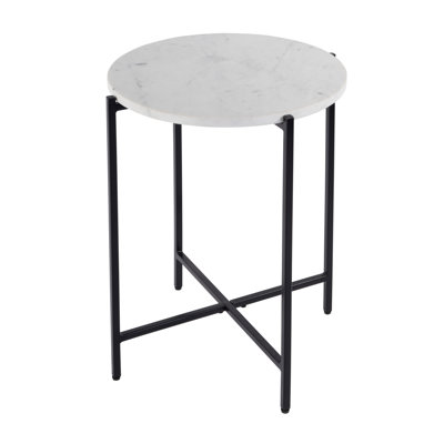 Table d'appoint ronde en marbre et fer l 19 po Mirabell