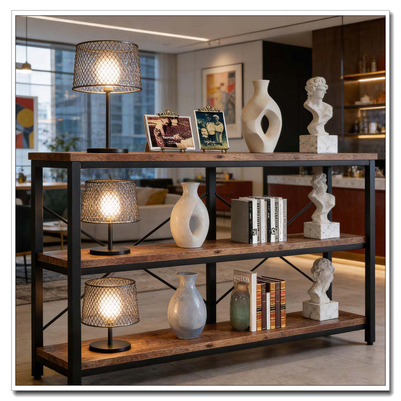 Console, canapé, Noir, brun rustique
