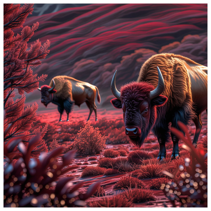 Édredon Bison In Red Landscape, Très grand lit