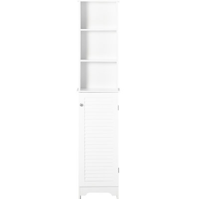 White Bathroom Organizer - 3 Shelf Cabinet Maximize Storage Space Tall In