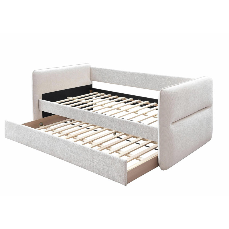 Luxueux lit de jour moderne gigogne gigogne à boutons capitonnés, Gruau
