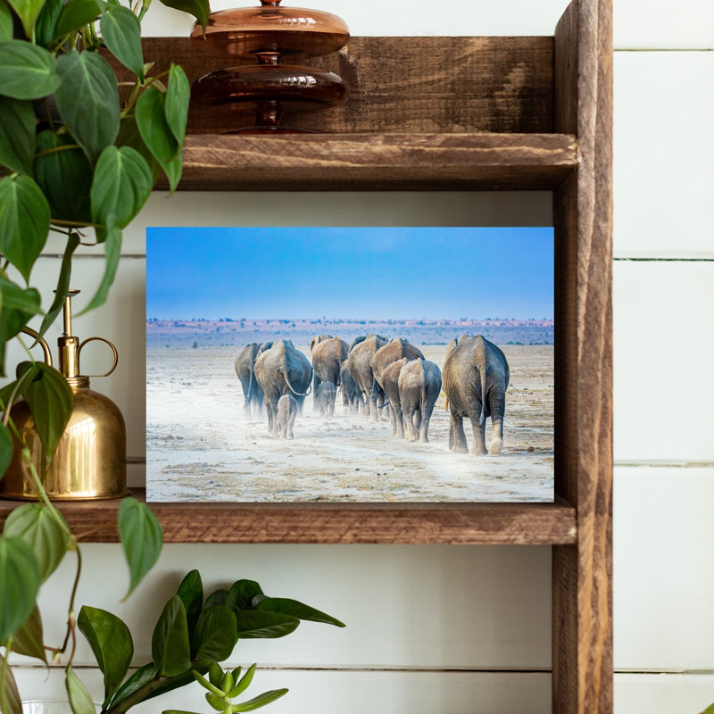 African Elephant Journey Contemporary Elephant Landscape Nature Wall Art Print by Jeffrey C. Sink - 1 Piece Wrapped Canvas Wall Art