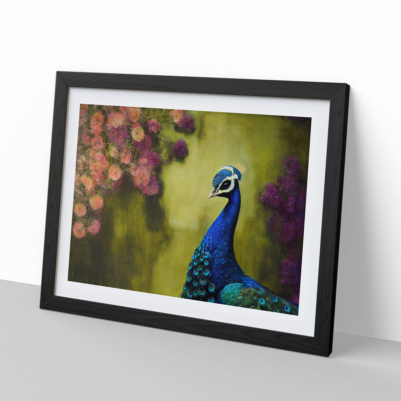 XH1022-6725X Painting Of A Peacock - Single Picture Frame Painting, 46cm H x 64cm W x 2cm D, Black Framed