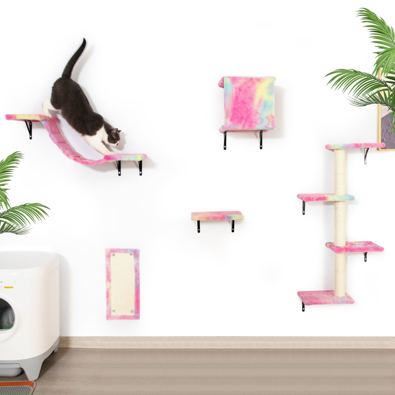 Tablettes murales pour arbre à chat, Rose
