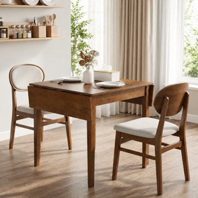 Table de salle à manger à rallonge Asoprin avec pieds en bois massif pour petits espaces