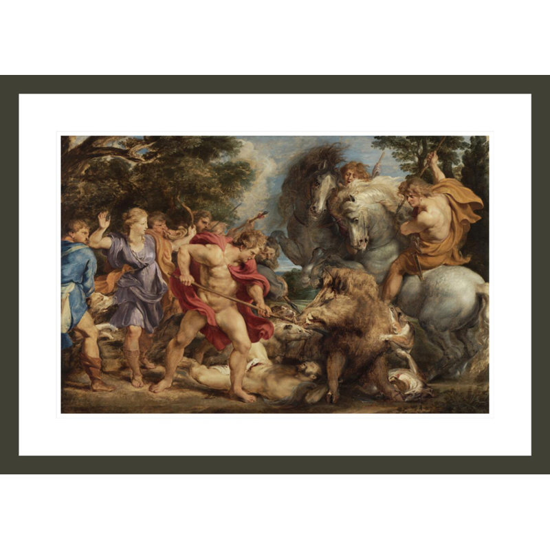 «The Calydonian Boar Hunt» par Peter Paul Rubens, impression giclée encadrée, H 21,44 po x l 29,5 po