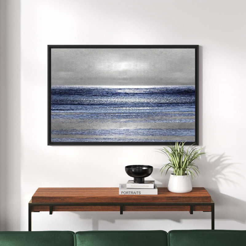 «Silver Seascape II» par Michelle Matthews - Impression sur toile, H 24 po x l 32 po, Impression encadrée avec passe-partout