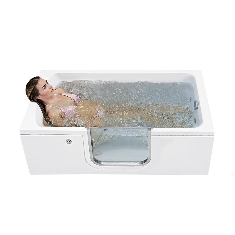 Ella Laydown 30"x60" Hydro Massage Walk in Bathtub, Right Drain, Right