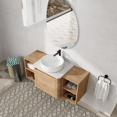 Meuble-lavabo mural simple 48 po avec lavabo en céramique
