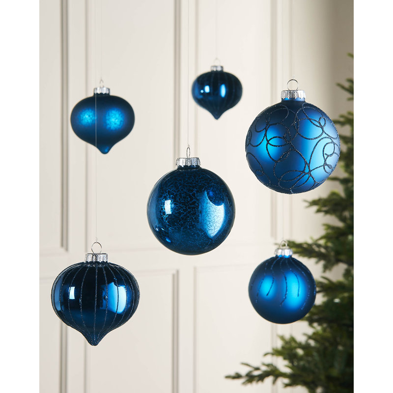 10.8cm Solid Colour Plastic / Acrylic Bauble, Navy Blue
