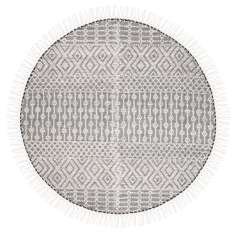 Southwestern Hand Loomed Wool Southwestern Rug, Round 6'