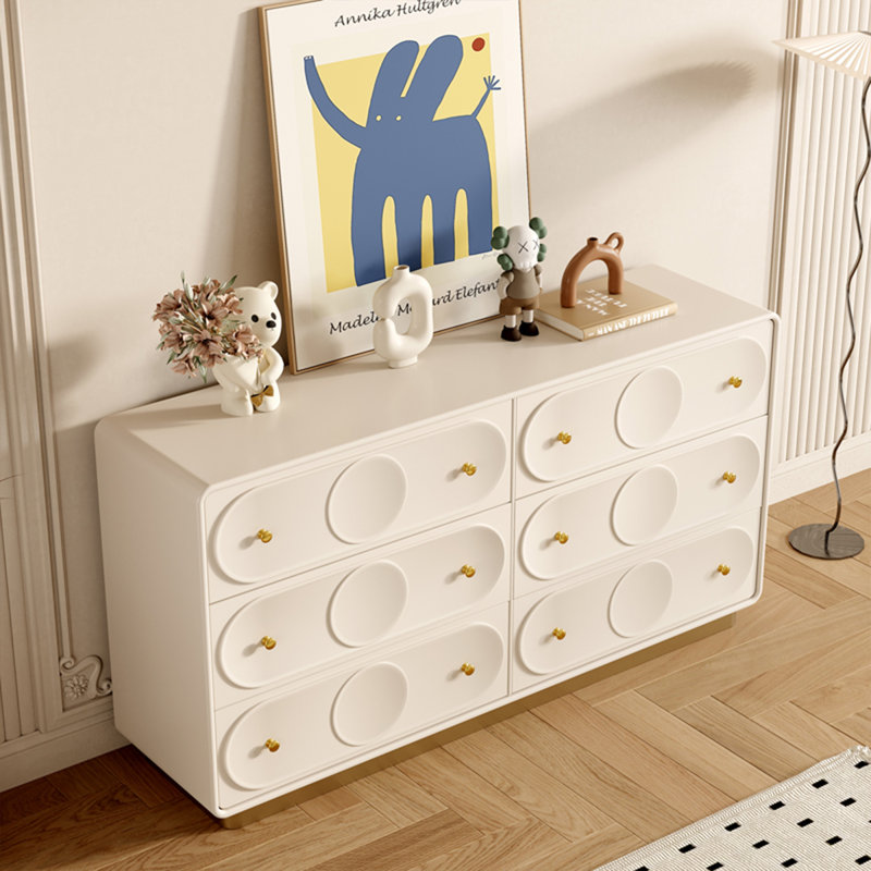 Buffet décoratif beige en bois massif