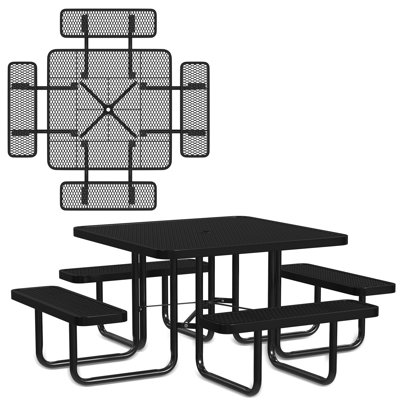 Table de pique-nique d'extérieur carrée 46 po avec 4 sièges Leisure Craft
