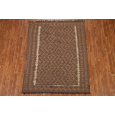 Geometric Kilim Wool Area Rug 5x6