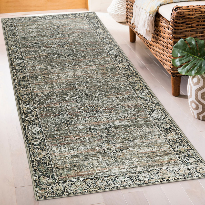 Samiur Lyle Vintage Machine Washable Area Rugs, Runner 2'6" x 8', Brown