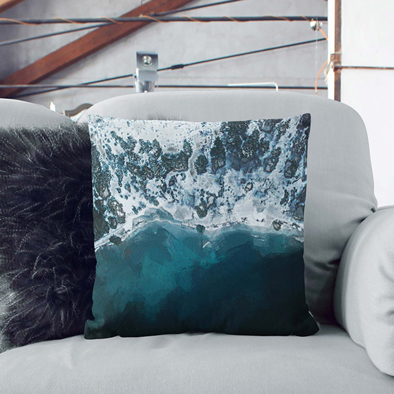 Winter Forest by a Lake in Germany Cushion with Filling, Black, 55cm H x 55cm W x 20cm D