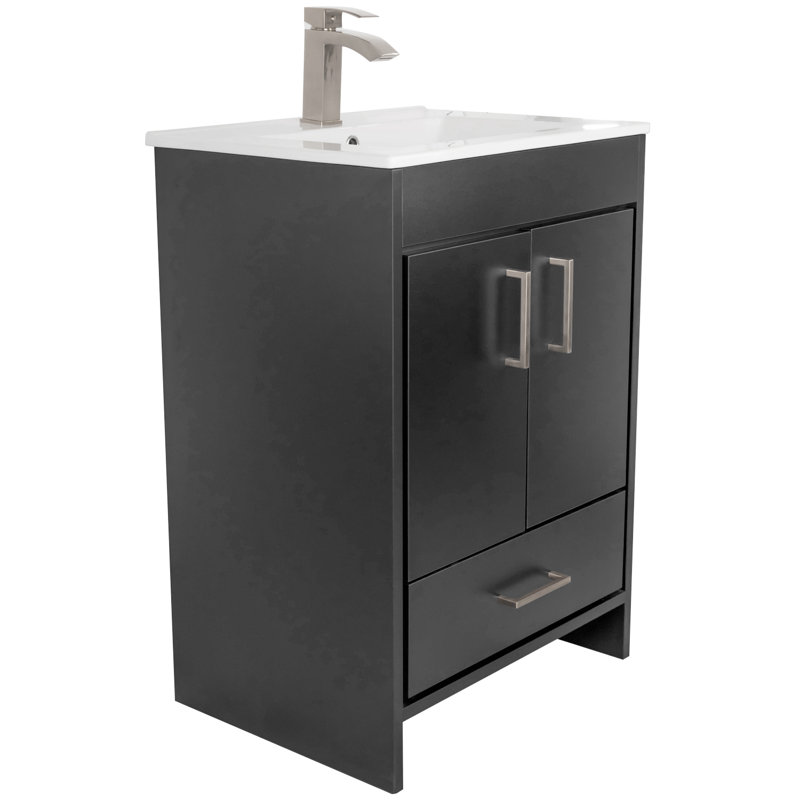 Ensemble de meuble-lavabo sur pied simple 24 po Skylar - Noir mat, Noir mat