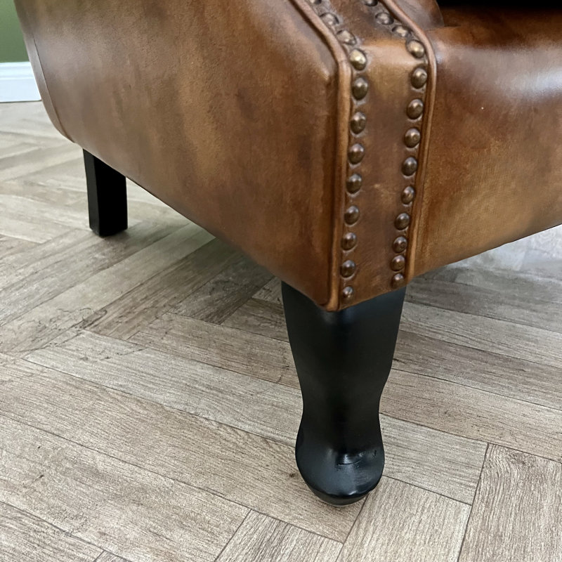 Edgereton Upholstered Top Grain Leather Armchair