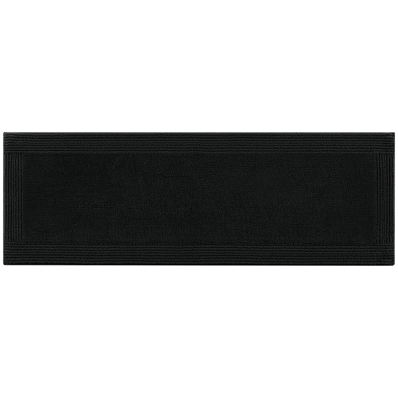 Tapis pour salle de bain réversible noir 100% coton 24 x 72 po 3000 g / m² - Walk On Clouds, lavable à la machine, fabrication de qualité supérieure, utilisation à long terme