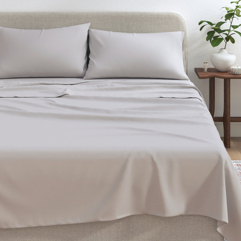 Organic Cotton Jersey Knit Sheets, Fog Grey, Queen