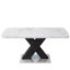 Table de salle à manger rectangulaire moderne, extensible, plateau de table en marbre + pied de table en MDF en X avec base en métal-156809503-156809500