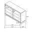 Commode large Seon, 6 tiroirs avec boutons en laiton, bois brun cacao foncé