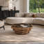 Table basse irrégulière en forme de nuage de 91,5 cm (36,02 pouces) avec plateau en verre trempé et piètement en MDF multicouche ondulé