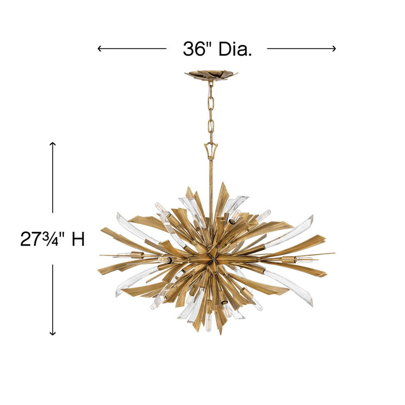 Vida 13 - Light Sputnik Sphere Chandelier with Crystal Accents, Burnished Gold