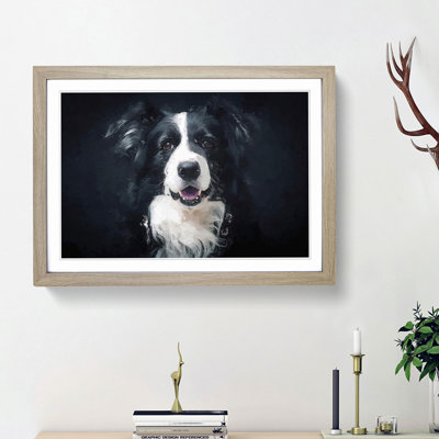 Border Collie Dog in Abstract - Picture Frame Painting Print