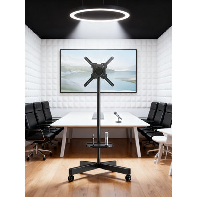 Universal Rolling TV Stand With 90° Rotation, Height Adjustable Mobile TV Cart On Wheels For 23-60 Inch Tvs Up To 77Lbs, Max VESA 400X400mm