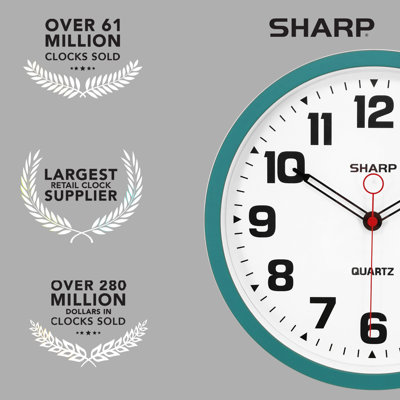 Sharp Matte Wall Clock, Teal 9.6'' 