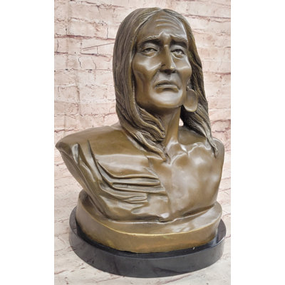 Signed Original Artwork by Milo Native American Chief Bronze Sculpture Bust