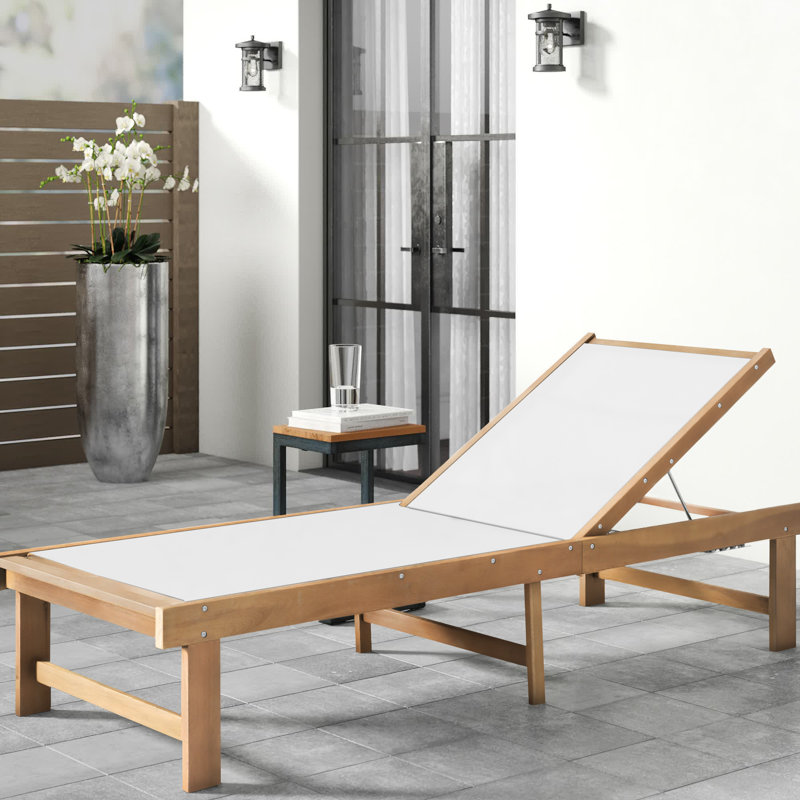 Sparkman Outdoor Acacia Wood Chaise Lounge, Teak  Brown